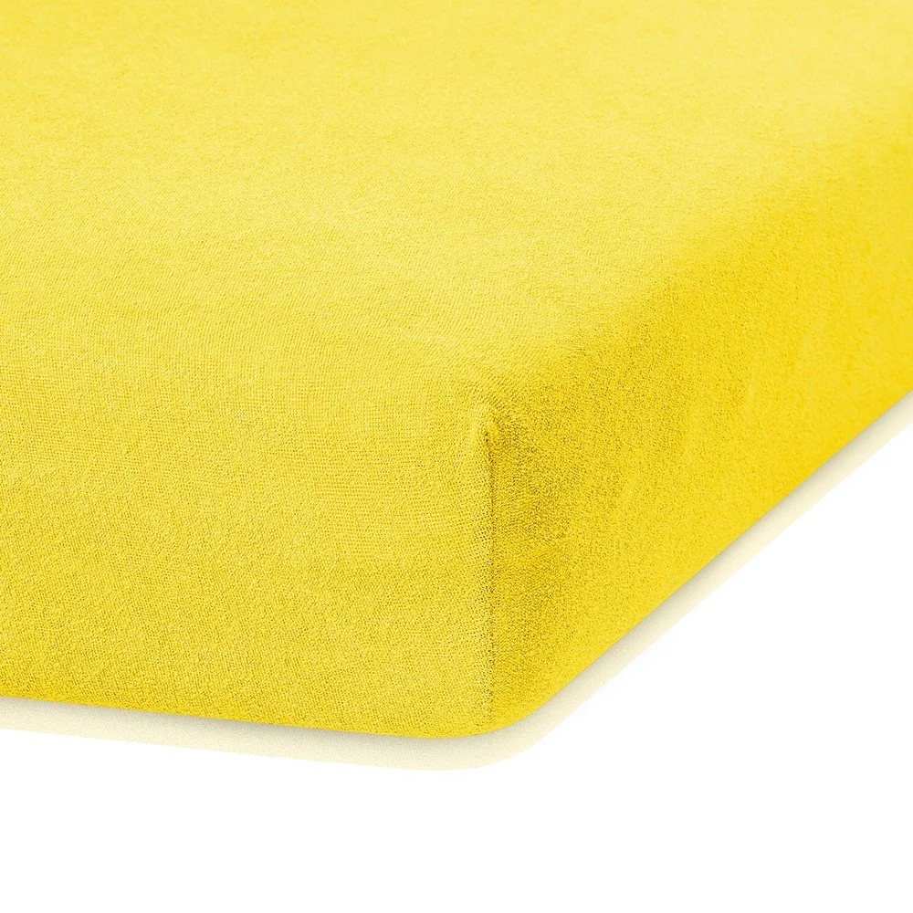 Tmavě žluté elastické prostěradlo s vysokým podílem bavlny AmeliaHome Ruby, 80/90 x 200 cm v:1279546