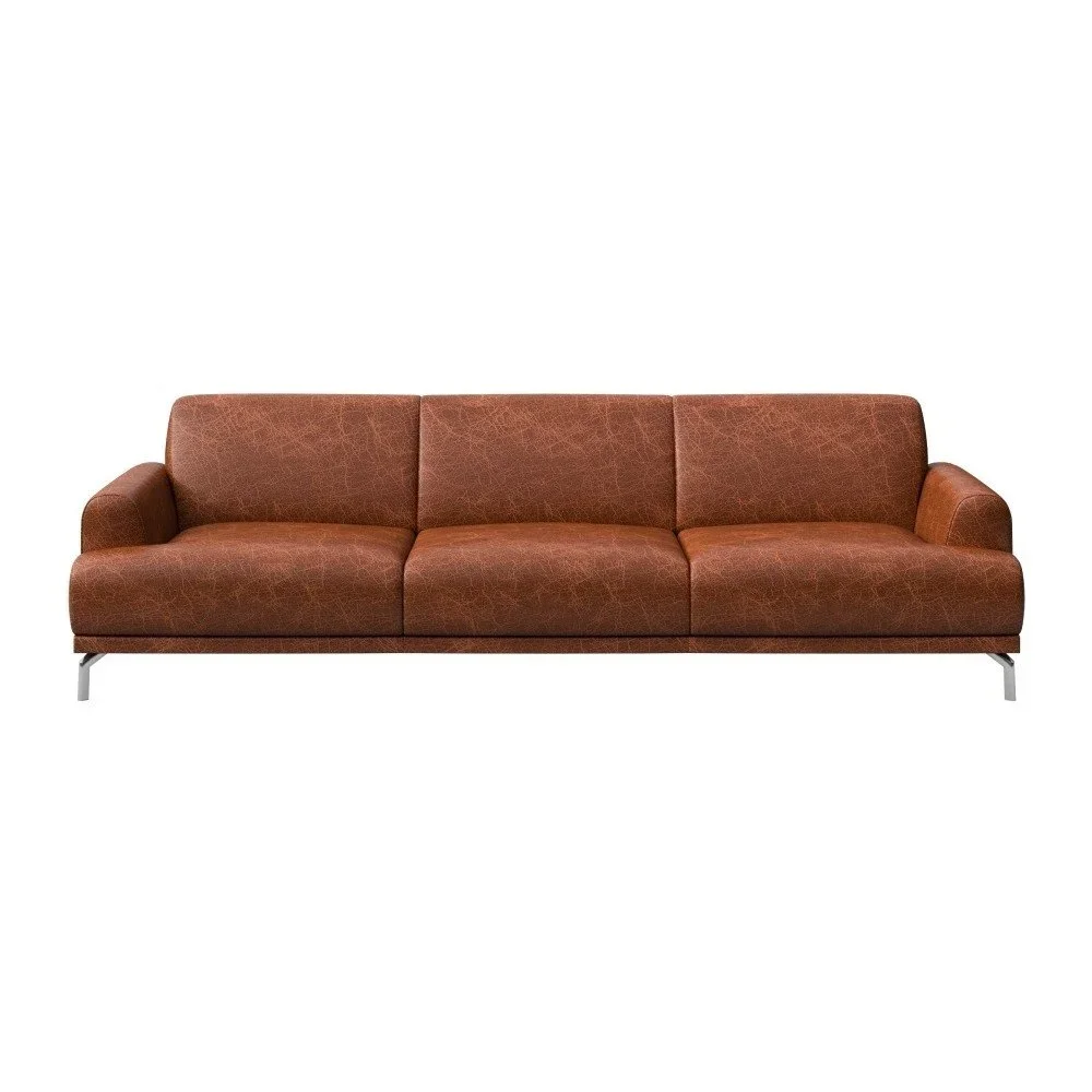Koňakově hnědá kožená pohovka 240 cm Puzo v:1908606 Koňakově hnědá kožená pohovka 240 cm Puzo v:1908606