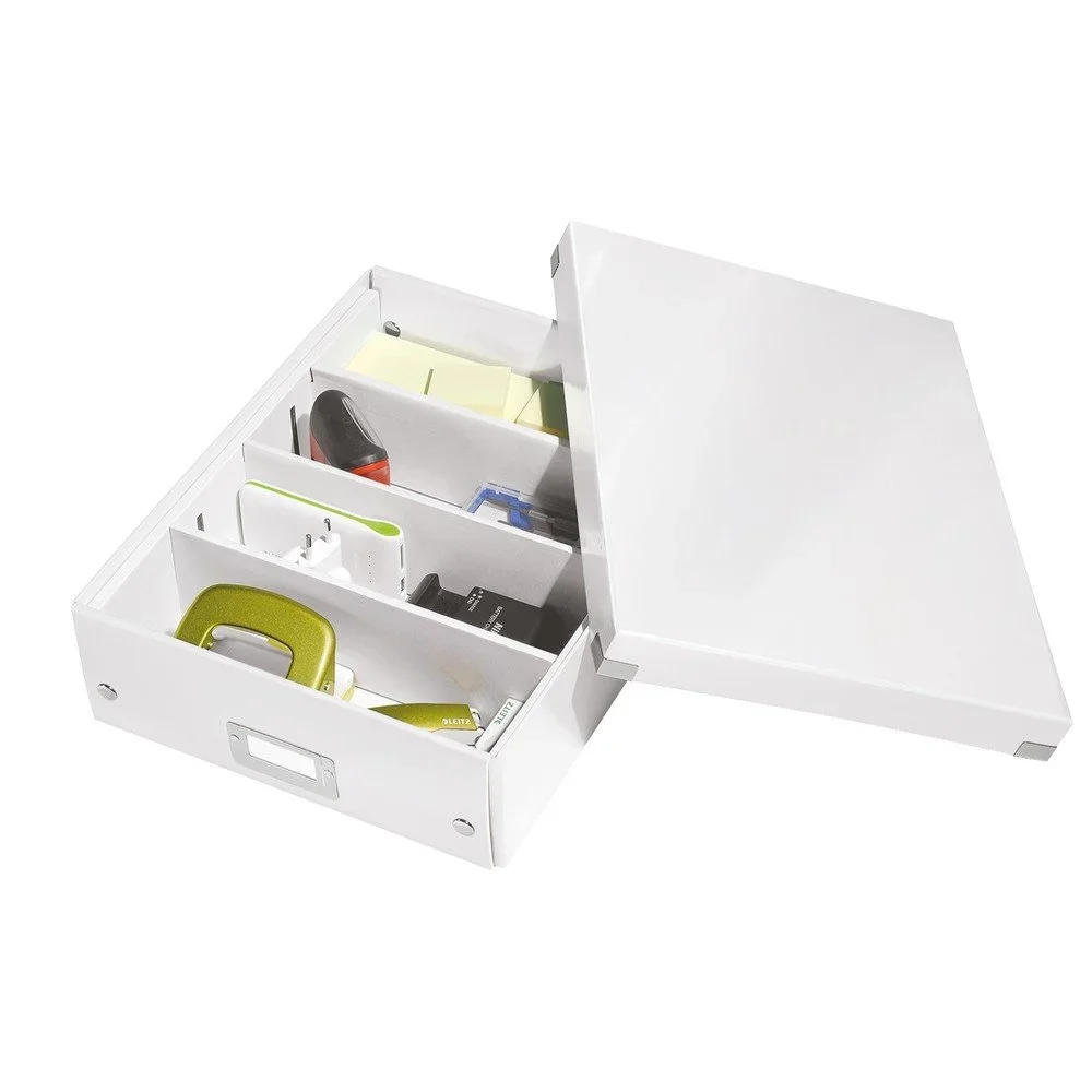 Bílý kartonový úložný box s víkem Click&Store v:1369817