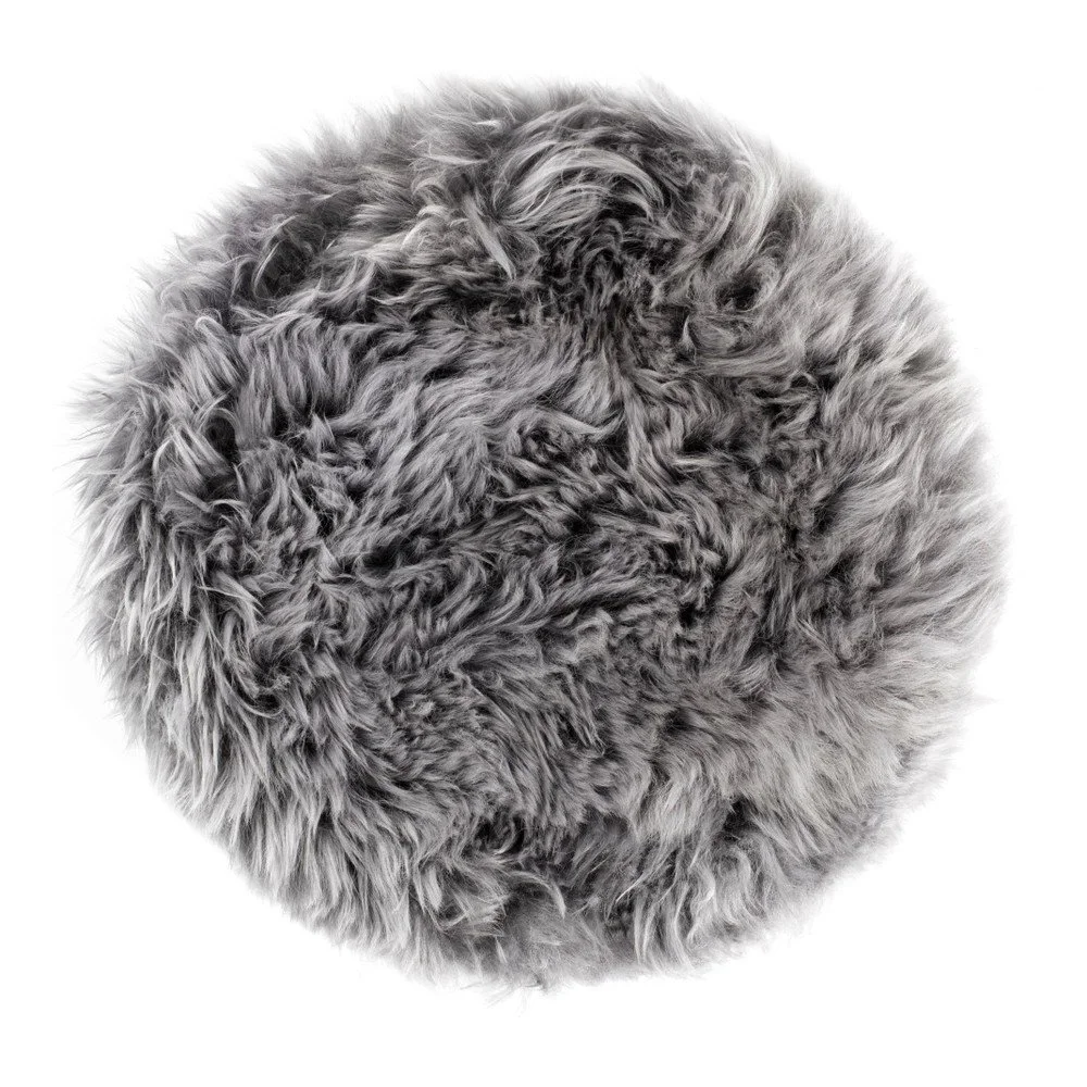 Šedý podsedák z ovčí kožešiny na jídelní židli Royal Dream Zealand Round, ⌀ 35 cm v:980350