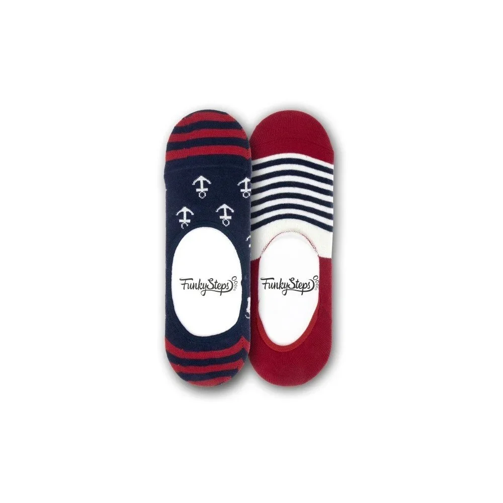 Sada 2 párů nízkých ponožek Funky Steps Stripes Anchor, velikost 39 – 45 v:1157012