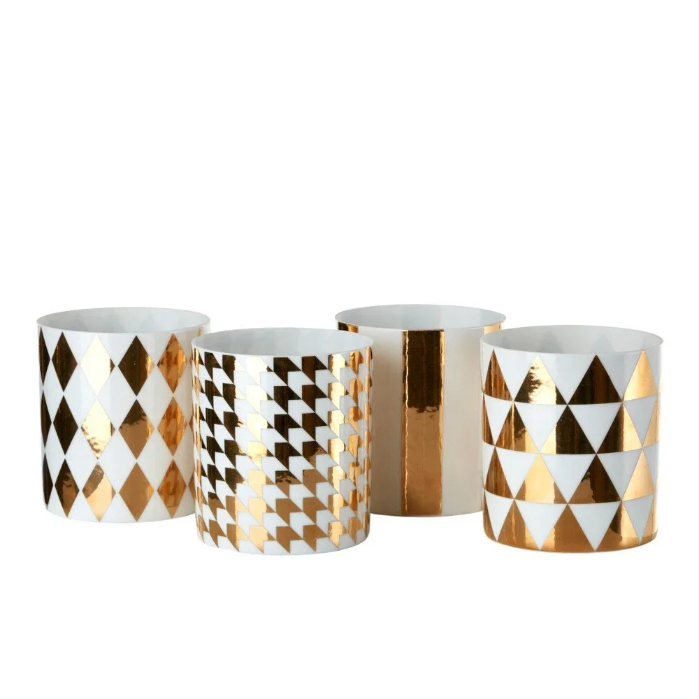 Sada 4 porcelánových svícnů ve zlaté barvě Pols Potten Refined v:937808