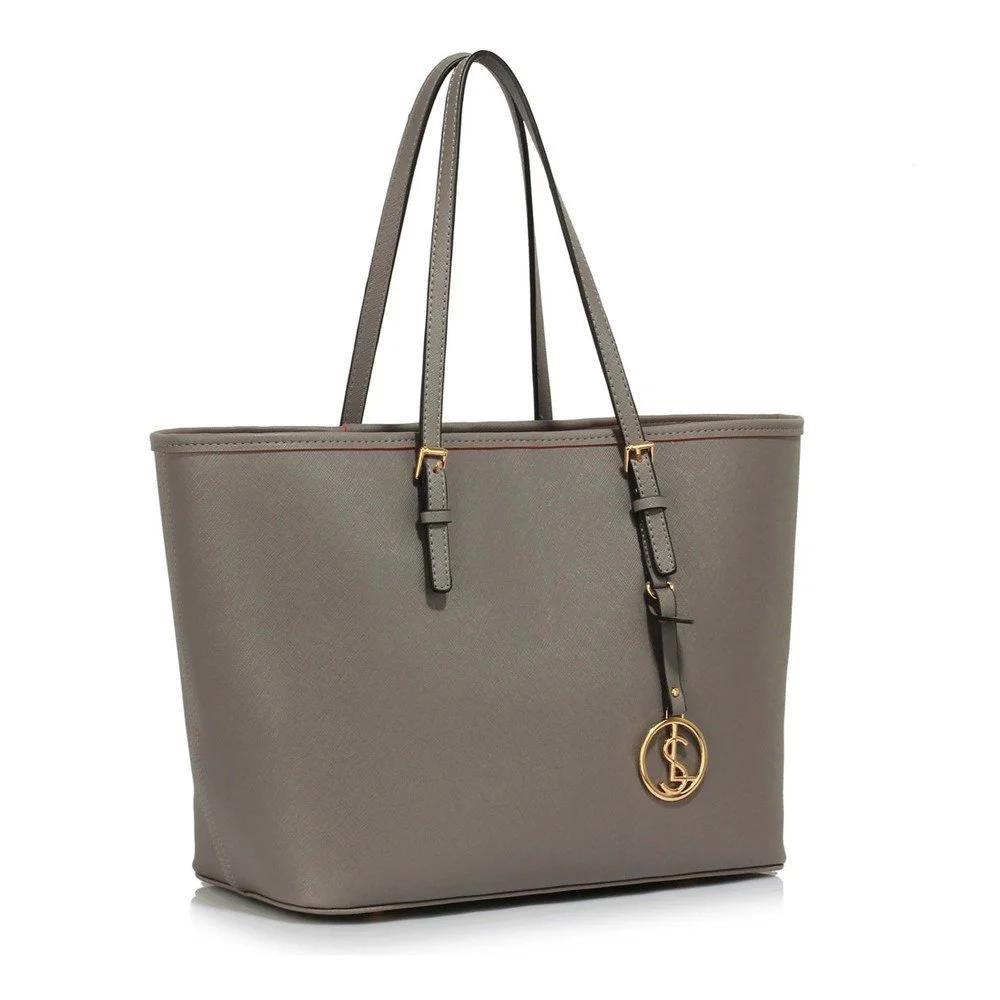 Šedá kabelka z eko kůže L&S Bags Tote v:878258