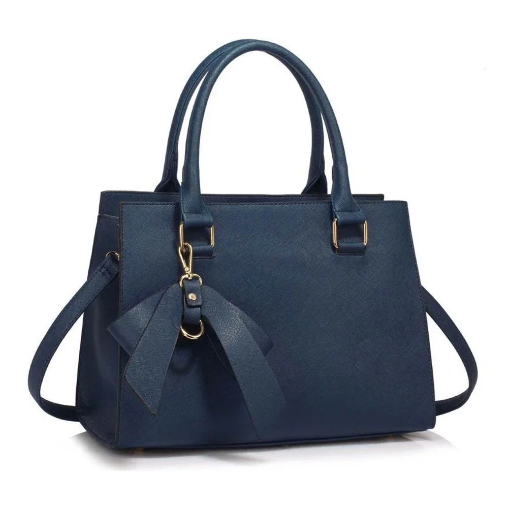 Tmavě modrá kabelka z eko kůže L&S Bags Bowcharm v:878240