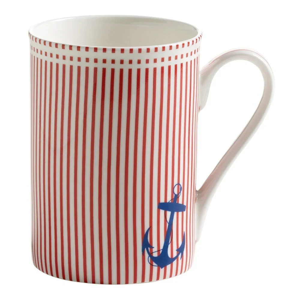 Hrnek z kostního porcelánu Maxwell & Williams Nautical Red Stripes, 400 ml v:1029950