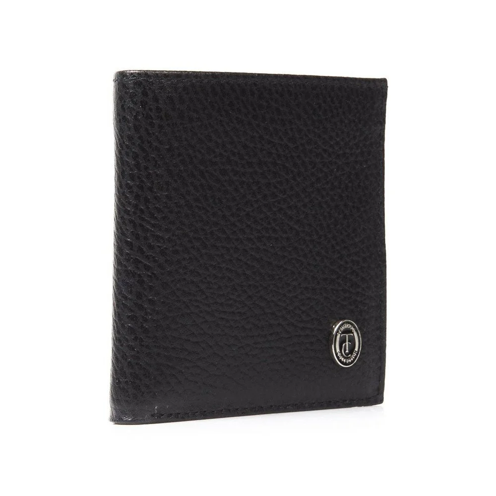 Černá pánská kožená peněženka Trussardi Dollar, 12,5 x 9,5 cm v:1163130