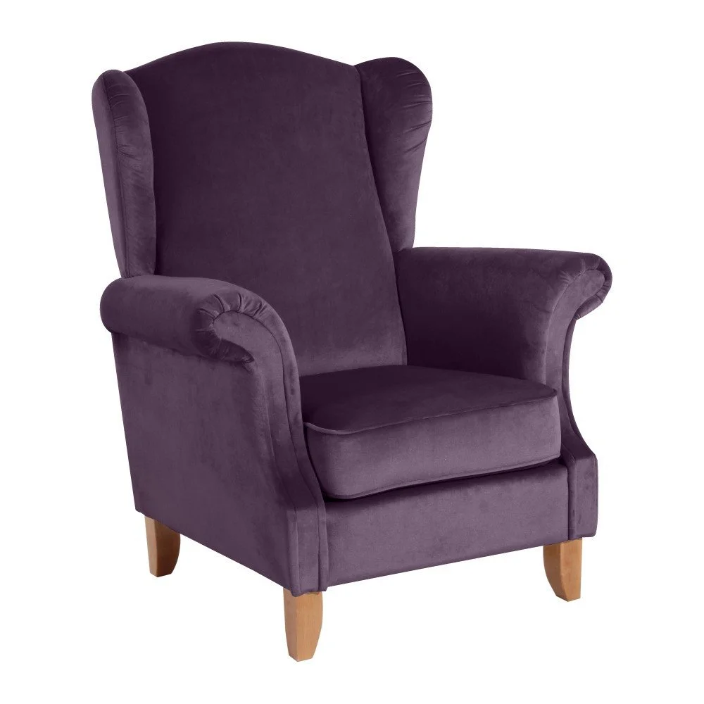 Fialové sametové křeslo ušák Max Winzer Verita Velvet v:913682