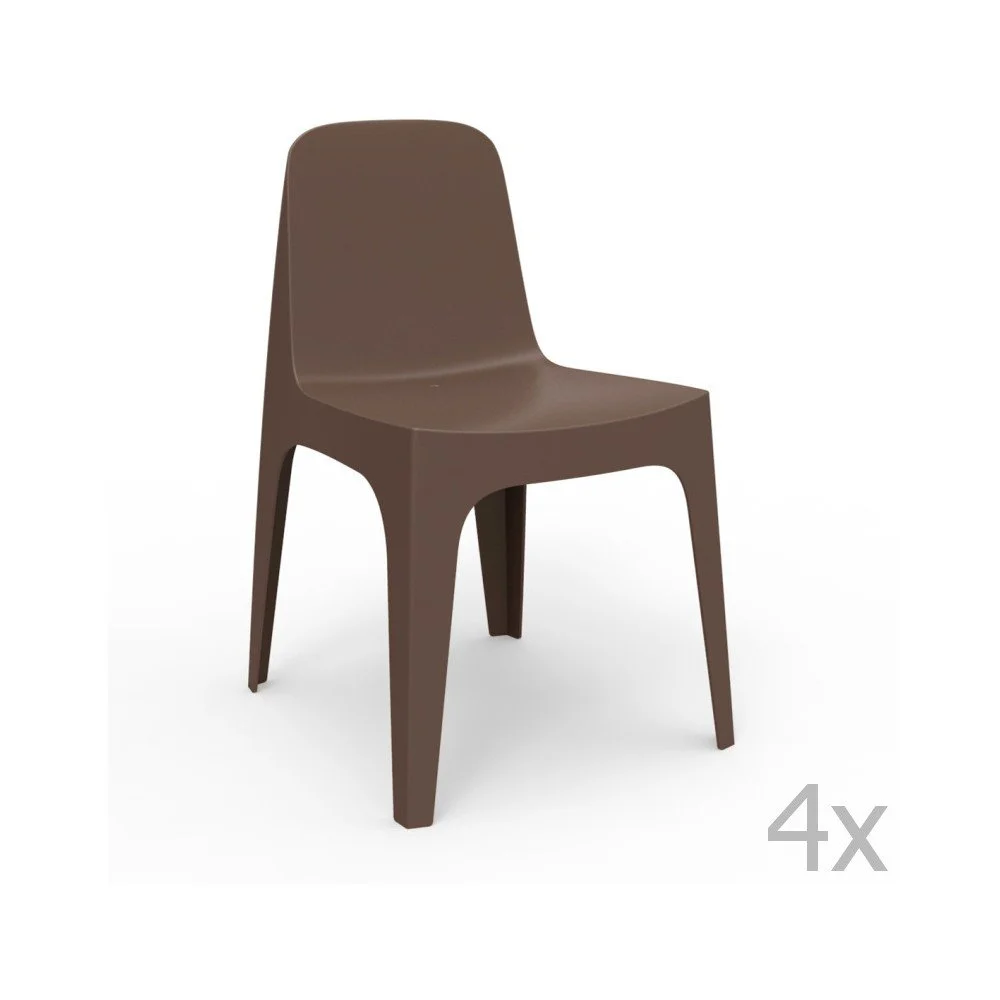 Sada 4 hnědých zahradních židlí Vondom Solid v:843136