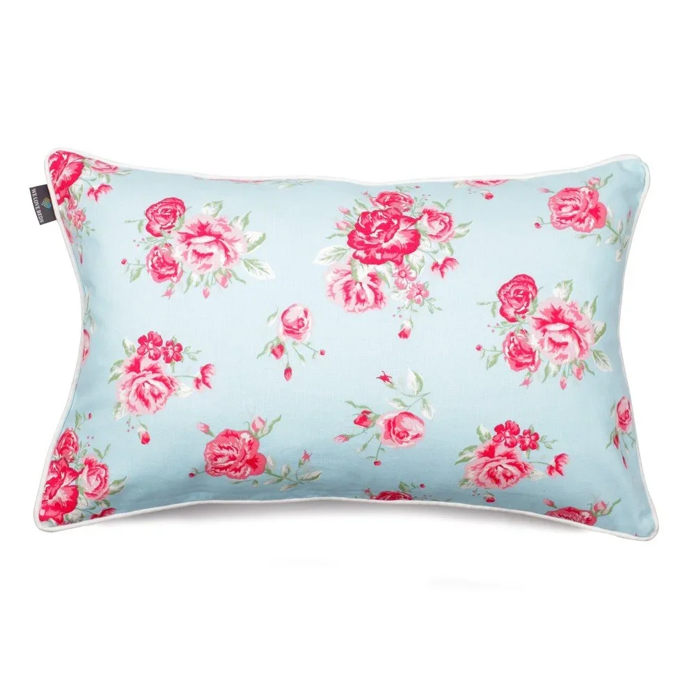 Mentolově modrý povlak na polštář WeLoveBeds Roses, 40 x 60 cm v:1157560
