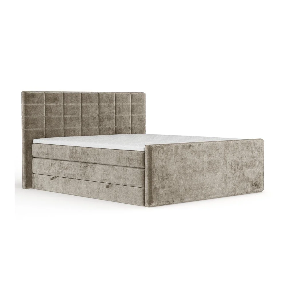 Světle hnědá boxspring postel s úložným prostorem 140x200 cm Ava – Maison de Rêve v:1820188