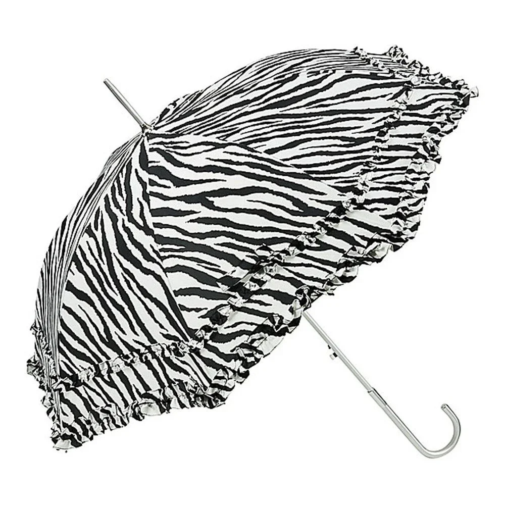 Černo-bílý holový deštník Von Lilienfeld Plain Mary Zebra, ø 90 cm v:1127476