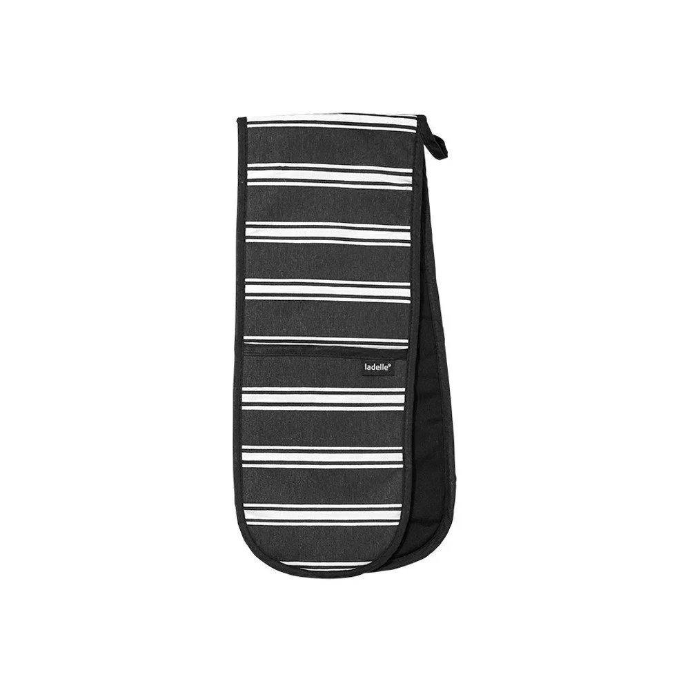 Černá dvojitá kuchyňská chňapka Ladelle Butcher Stripe v:837782