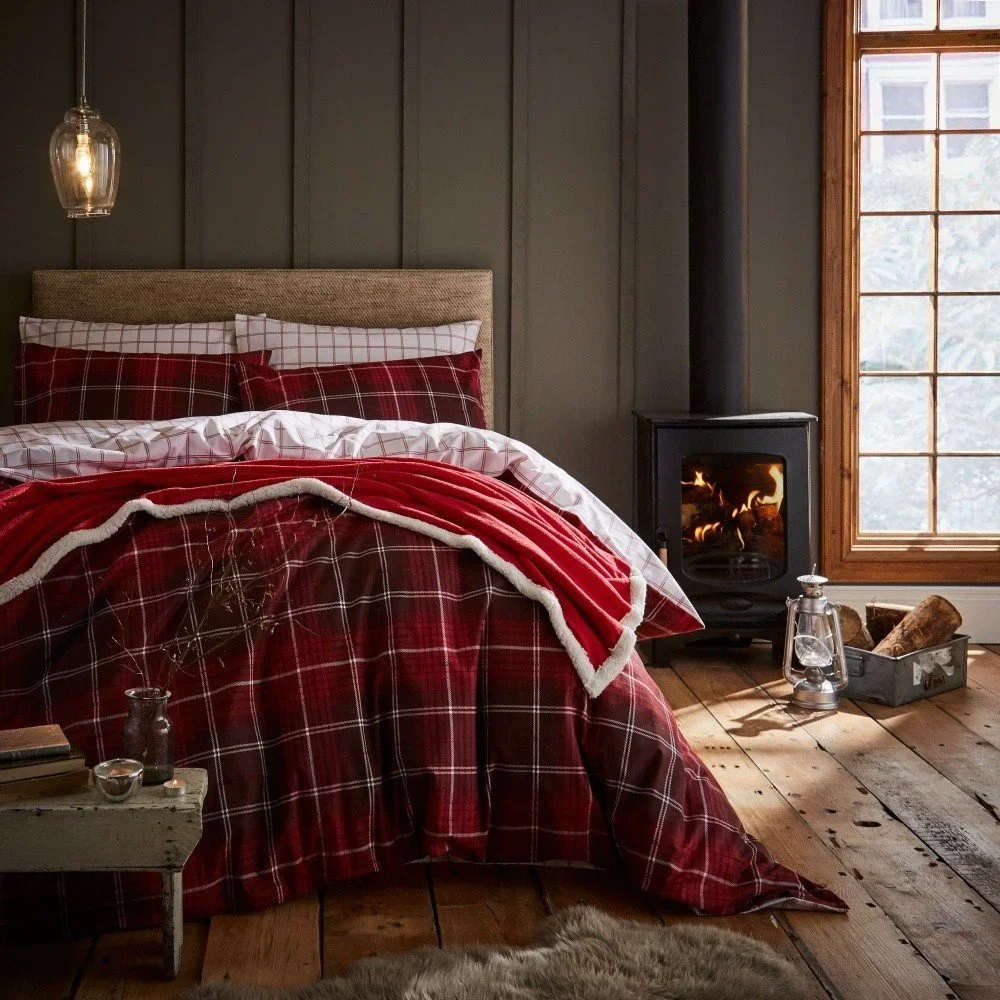 Červené povlečení na jednolůžko Catherine Lansfield Tartan Check, 135 x 200 cm v:957840