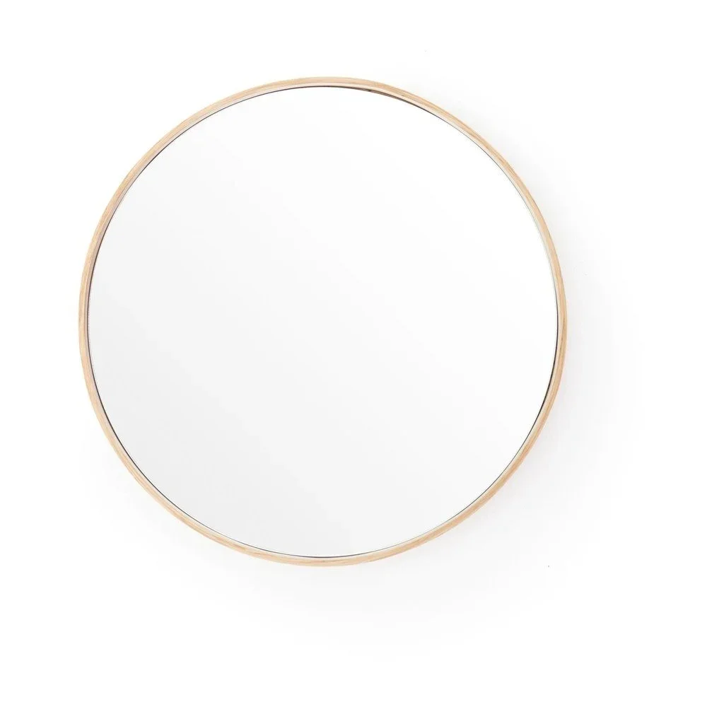 Nástěnné zrcadlo s rámem z dubového dřeva Wireworks Glance, ⌀ 31 cm v:1290928