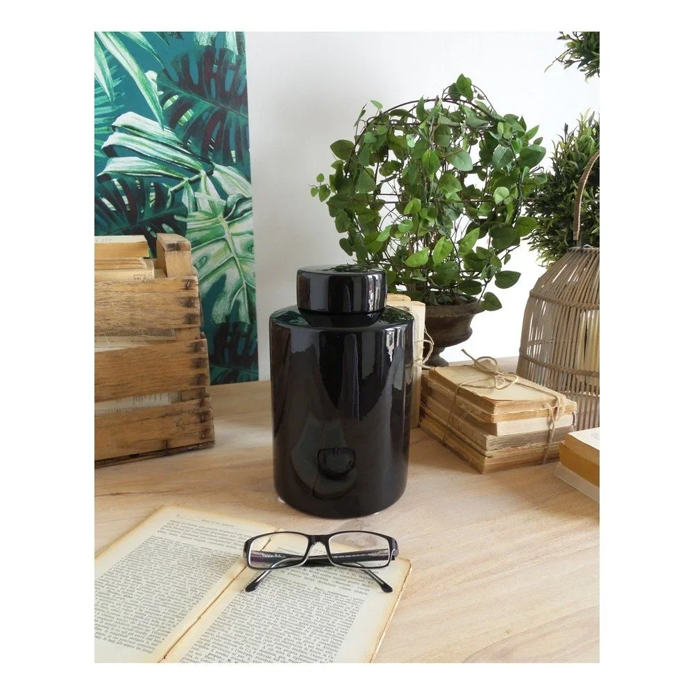 Černá keramická dóza Orchidea Milano Luxury, 25 cm v:907498