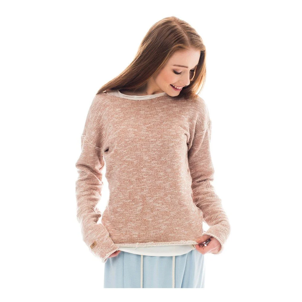 Růžová bavlněná mikina s krémovým melírem Lull Loungewear Facilidad, vel. XS v:901386