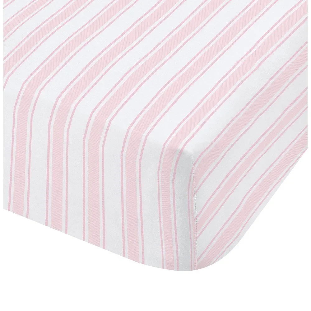 Růžovo-bílé bavlněné prostěradlo Bianca Check and Stripe, 135 x 190 cm v:1387925