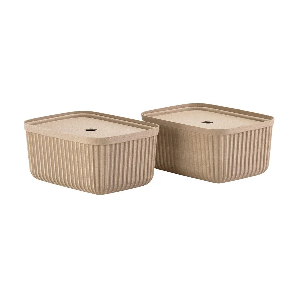 Světle hnědé úložné boxy v sadě 2 ks s víkem 32x23x20,5 cm Pulp – Zone v:1632754