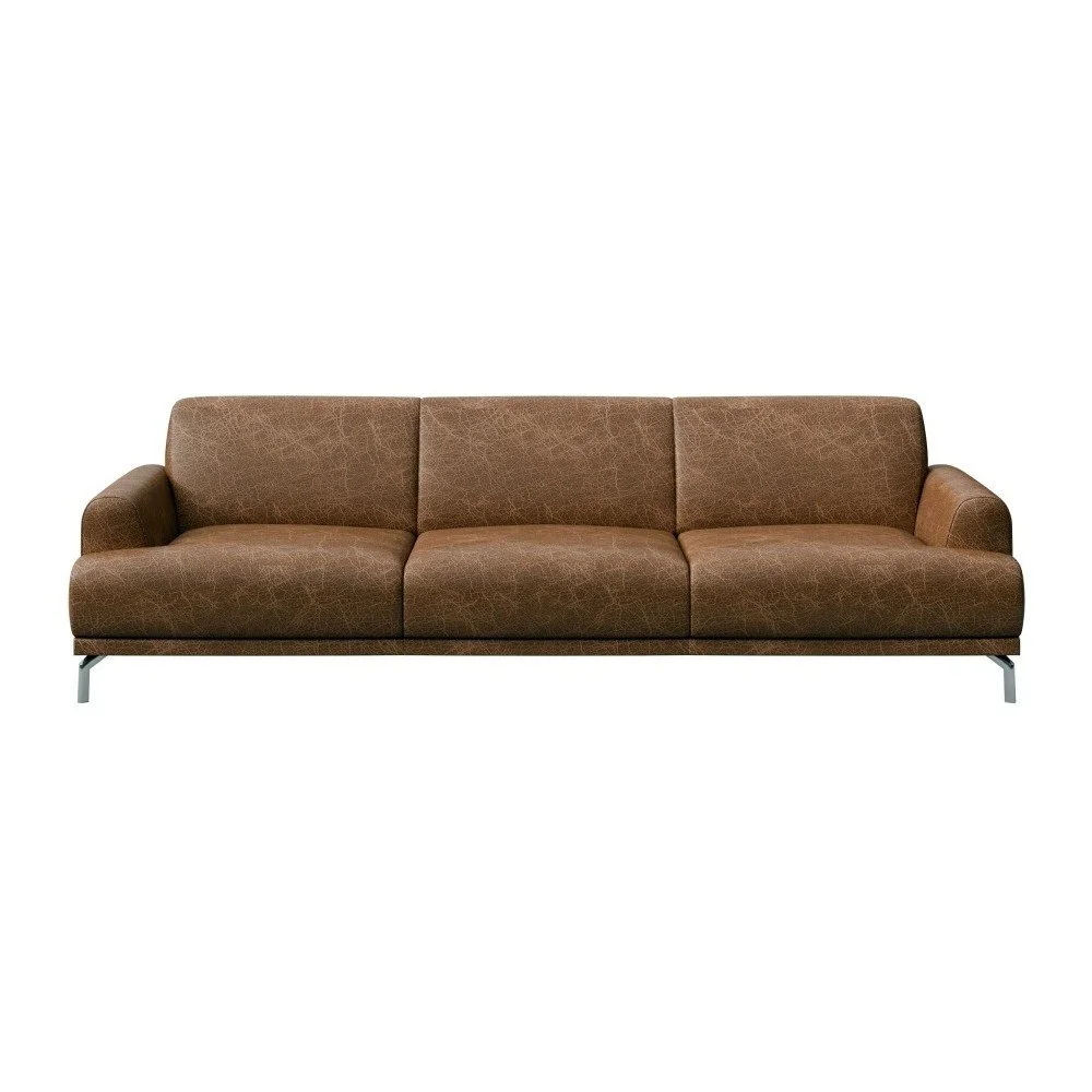 Koňakově hnědá kožená pohovka MESONICA Puzo, 240 cm v:963934