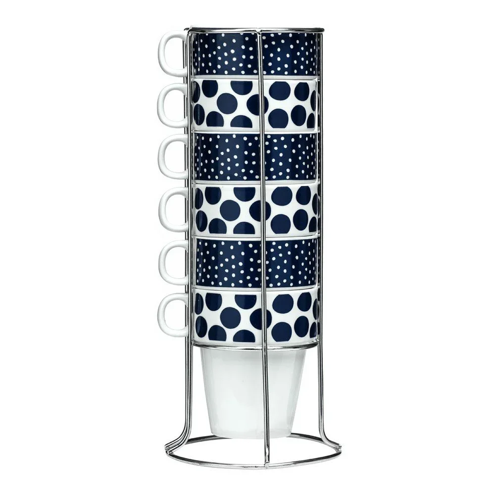 Sada 6 modrých hrnečků se stojanem Premier Housewares, 300 ml v:835810