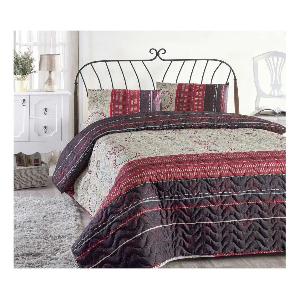 Set přehozu přes postel a povlaku na polštář s příměsí bavlny Aries Maroon, 160 x 220 cm v:1266846