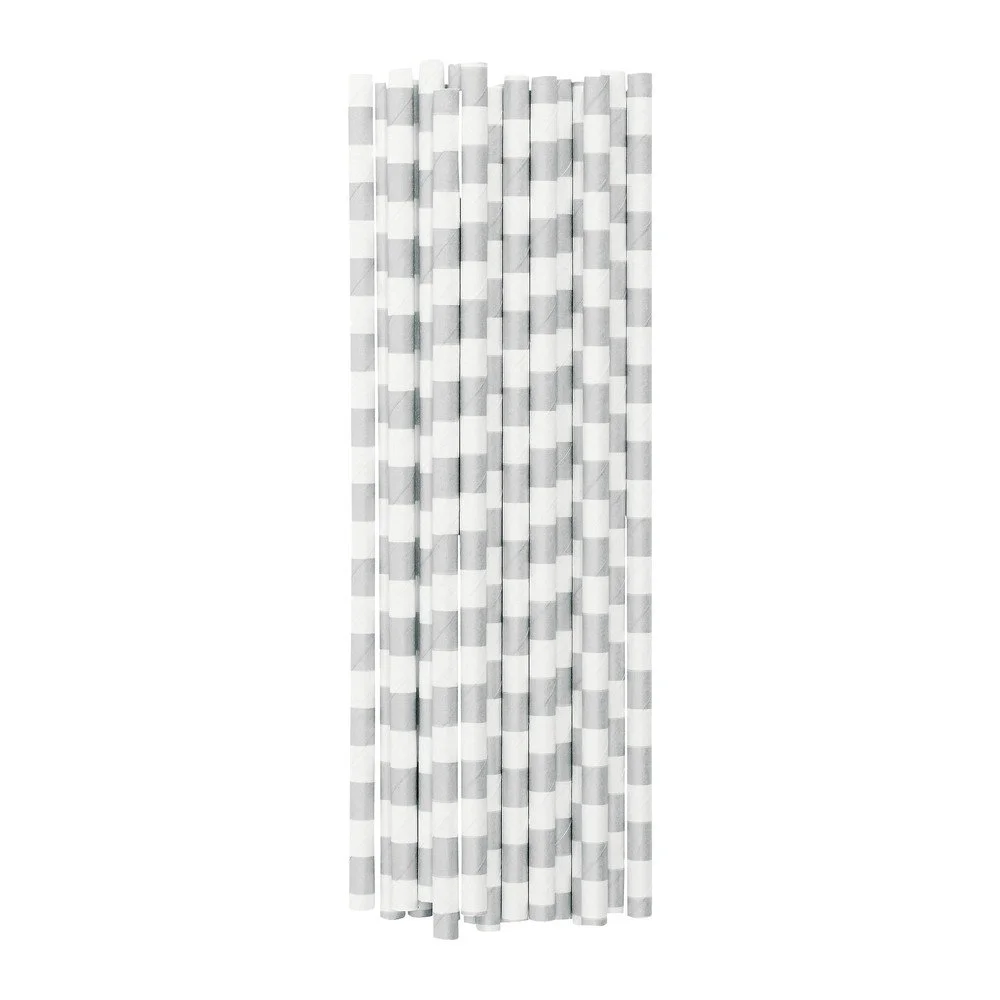 Sada 25 papírových brček Miss Étoile Silver Stripes v:1275634
