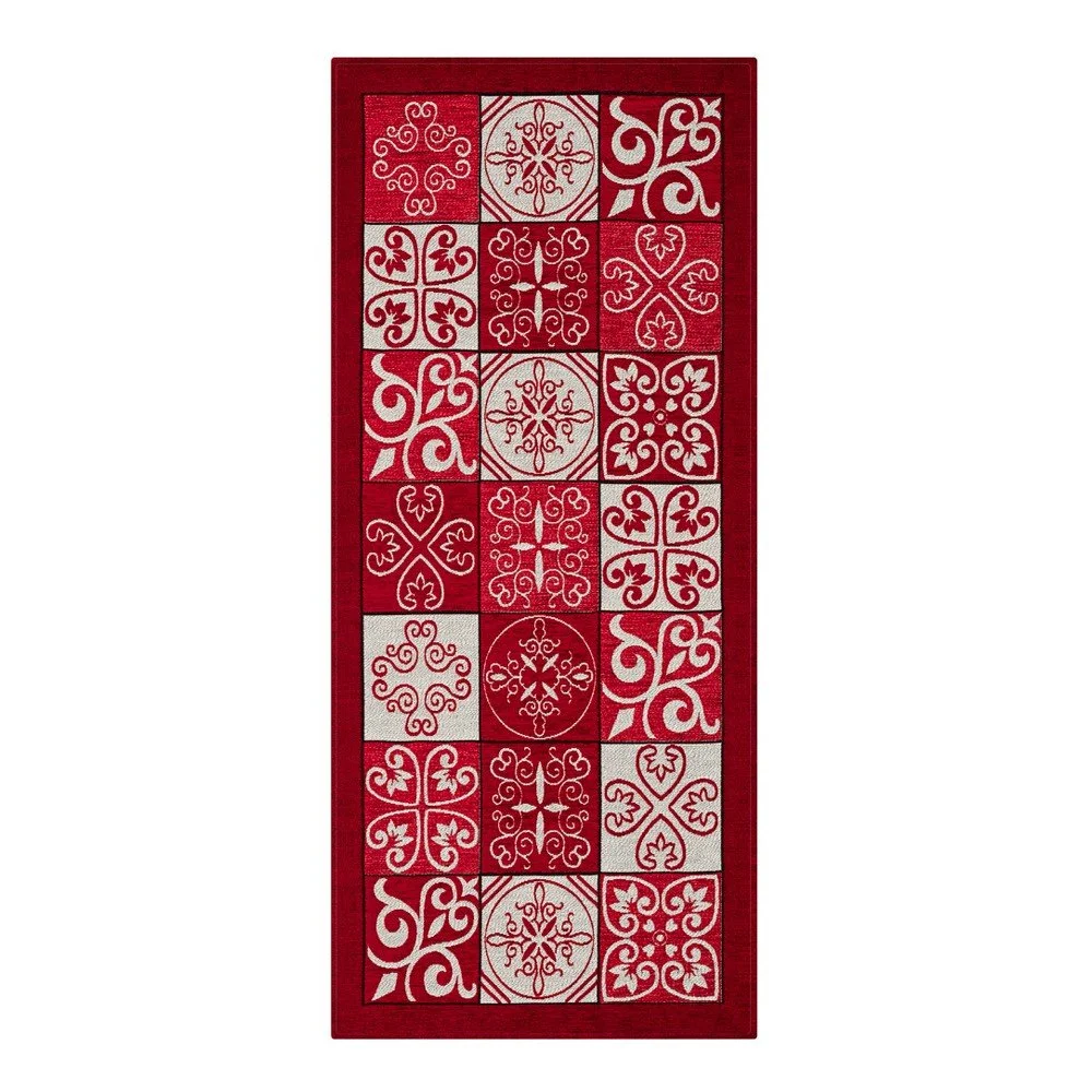 Červený vysoce odolný kuchyňský běhoun Webtappeti Maiolica Rosso, 55 x 280 cm v:848984