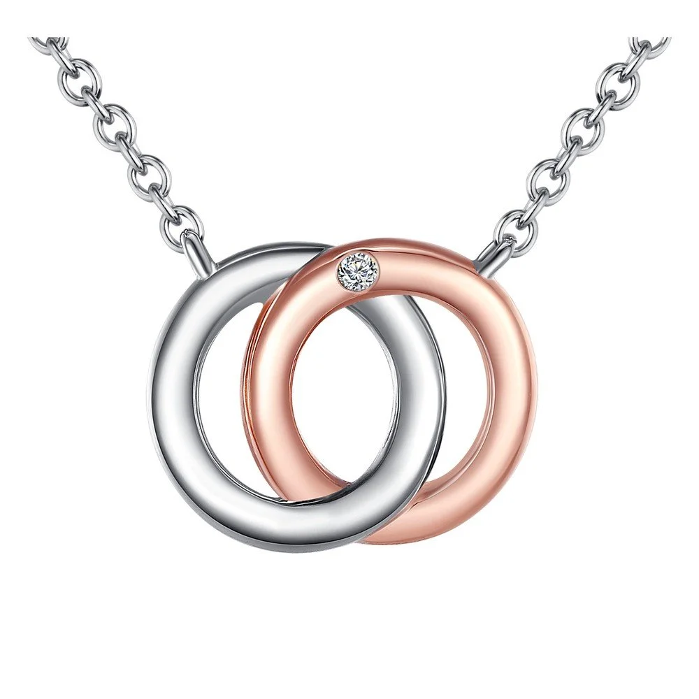 Stříbrný náhrdelník s detaily v barvě růžového zlata s pravým diamantem Tess Diamonds Honor, délka 45 cm v:699936