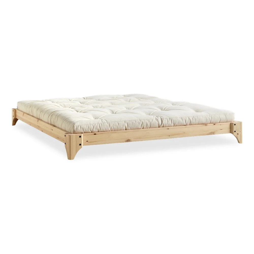Dvoulůžková postel z borovicového dřeva s matrací Karup Design Elan Comfort Mat Natural Clear/Natural, 140 x 200 cm v:1308854