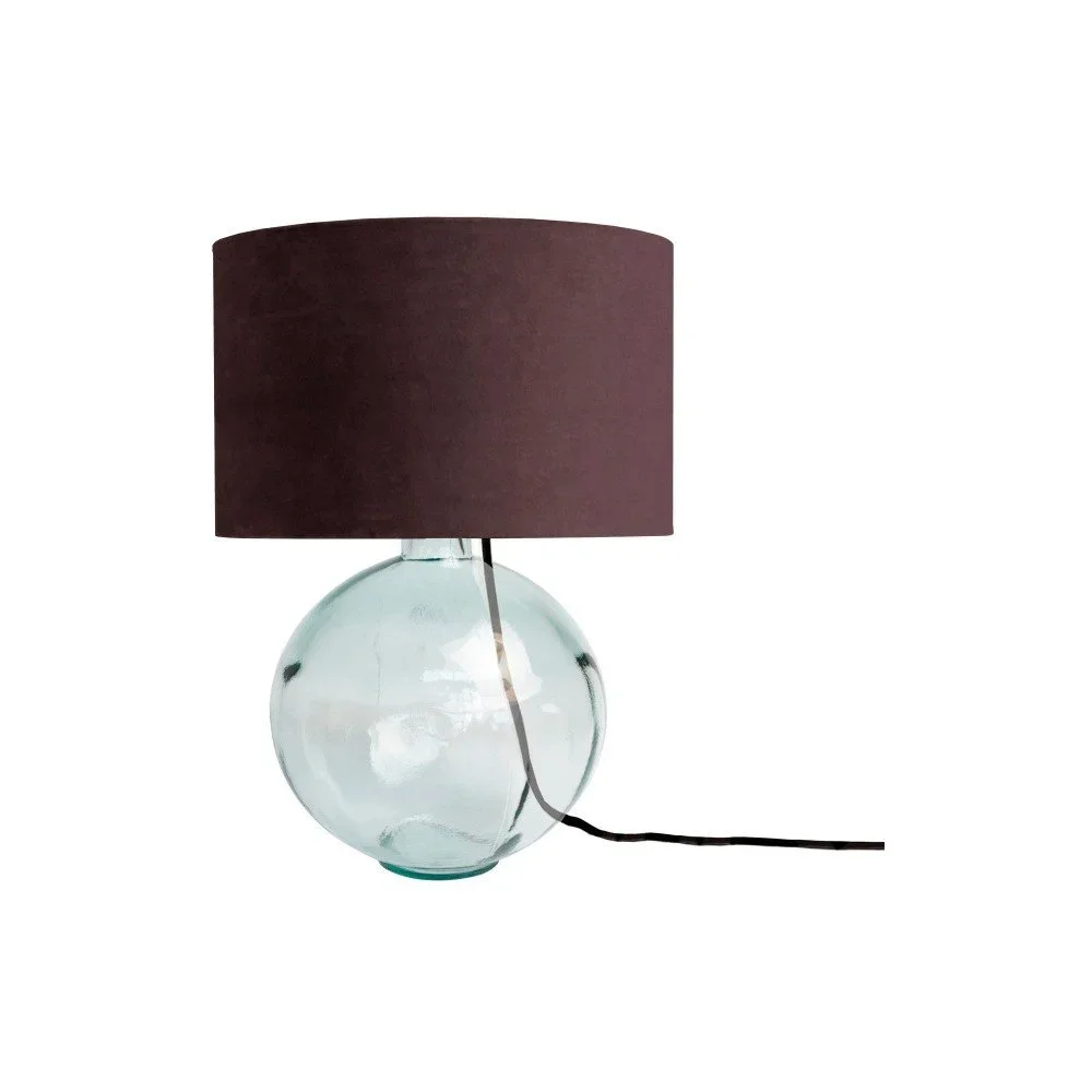 Hnědá lampa z ručně foukaného skla se sametovým stínítkem Velvet Atelier v:1097782