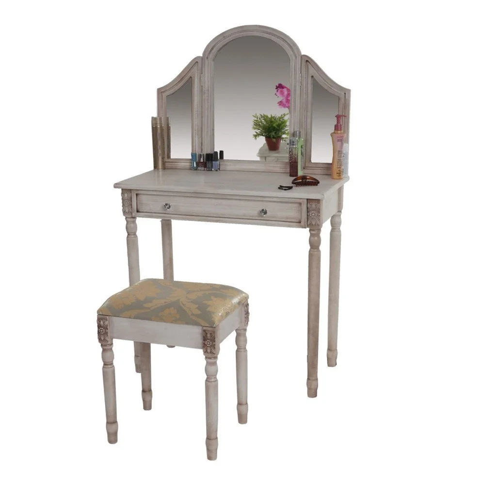 Bílý toaletní stolek Mendler Shabby Valence v:702526