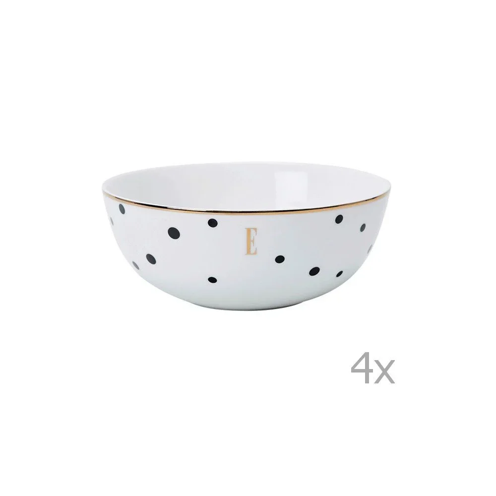 Sada 4 malých misek Elle Black Polka Dot Cereal v:703226