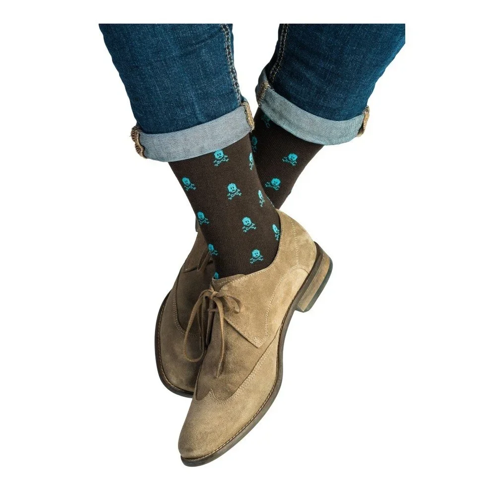 Unisex ponožky Funky Steps Skull Brown, velikost 39/45 v:693856