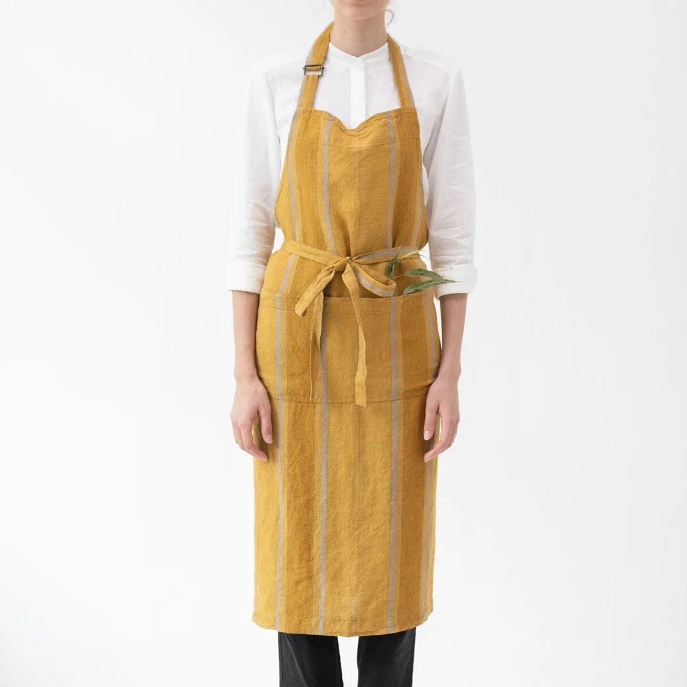 Lněná zástěra Amber Bronze Stripes – Linen Tales v:1693446