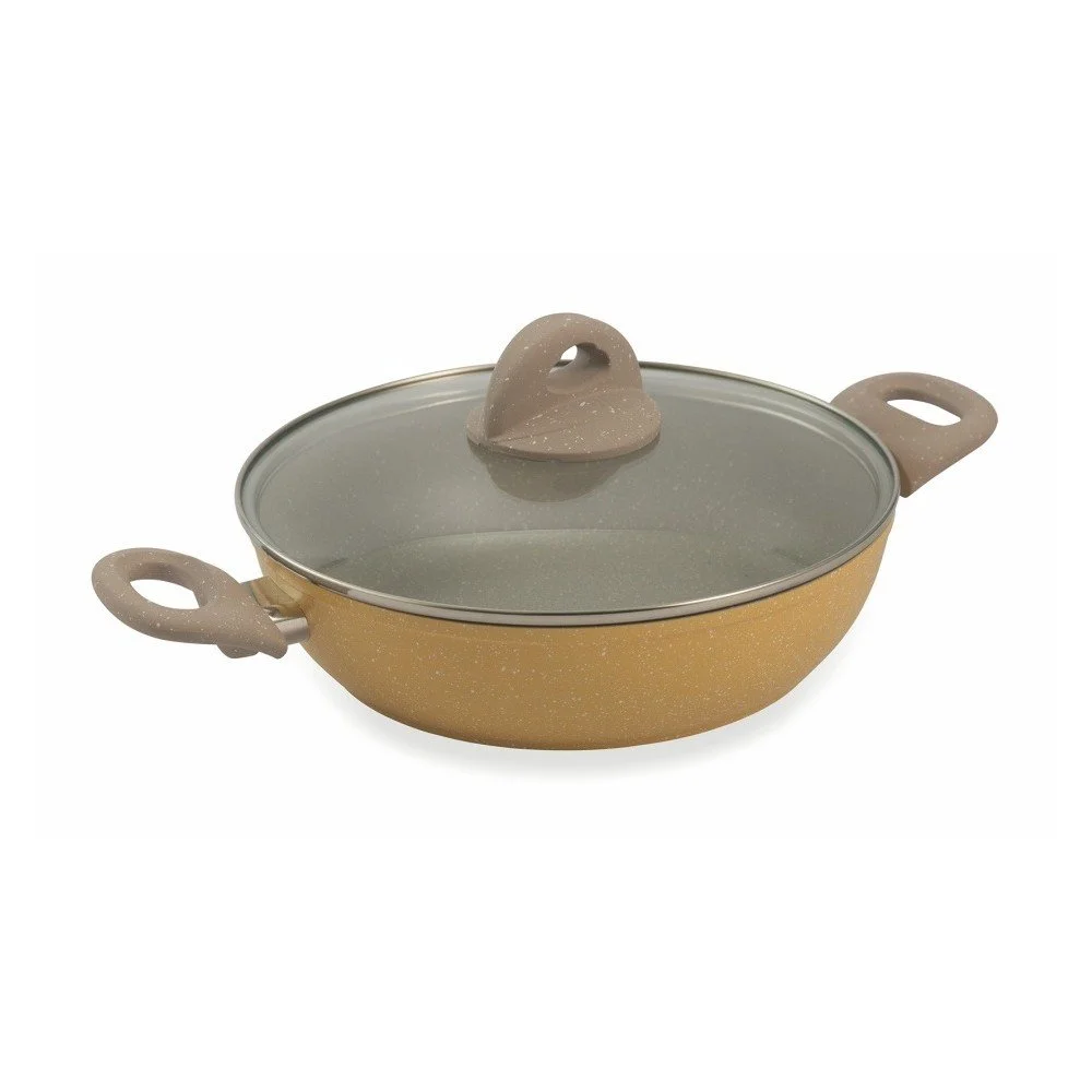 Oranžovo-hnědá pánev se 2 úchyty a pokličkou Villa d'Este Padella, ø 28 cm v:896378