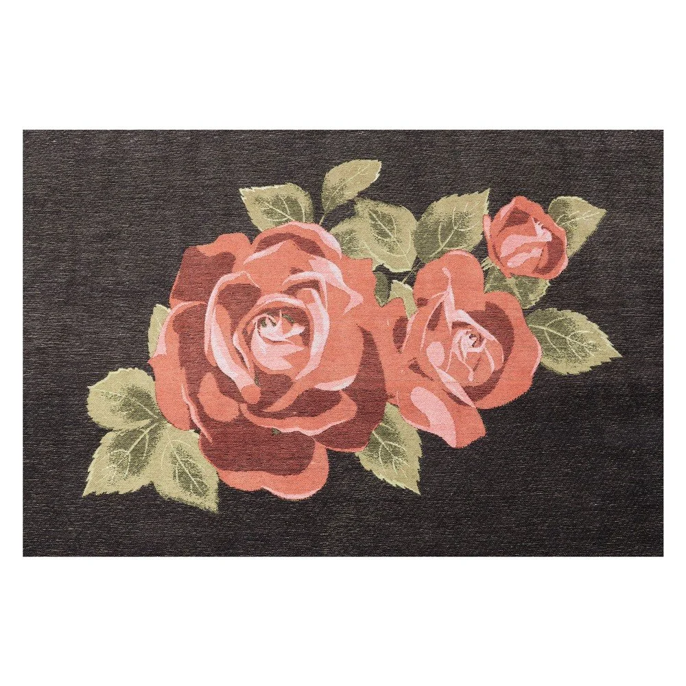 Černý koberec s motivem růží Kare Design Roses, 240 x 170 cm v:1321020