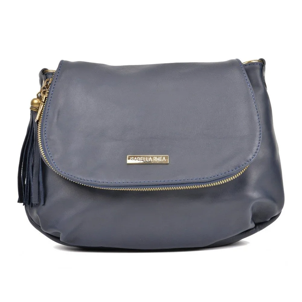 Tmavě modrá kožená crossbody kabelka Isabella Rhea Martín v:1316668