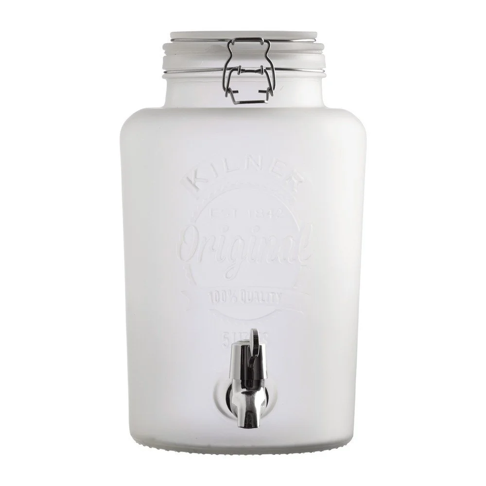 Mléčně bílý skleněný nápojový automat s kohoutkem Kilner, 5 l v:1057056