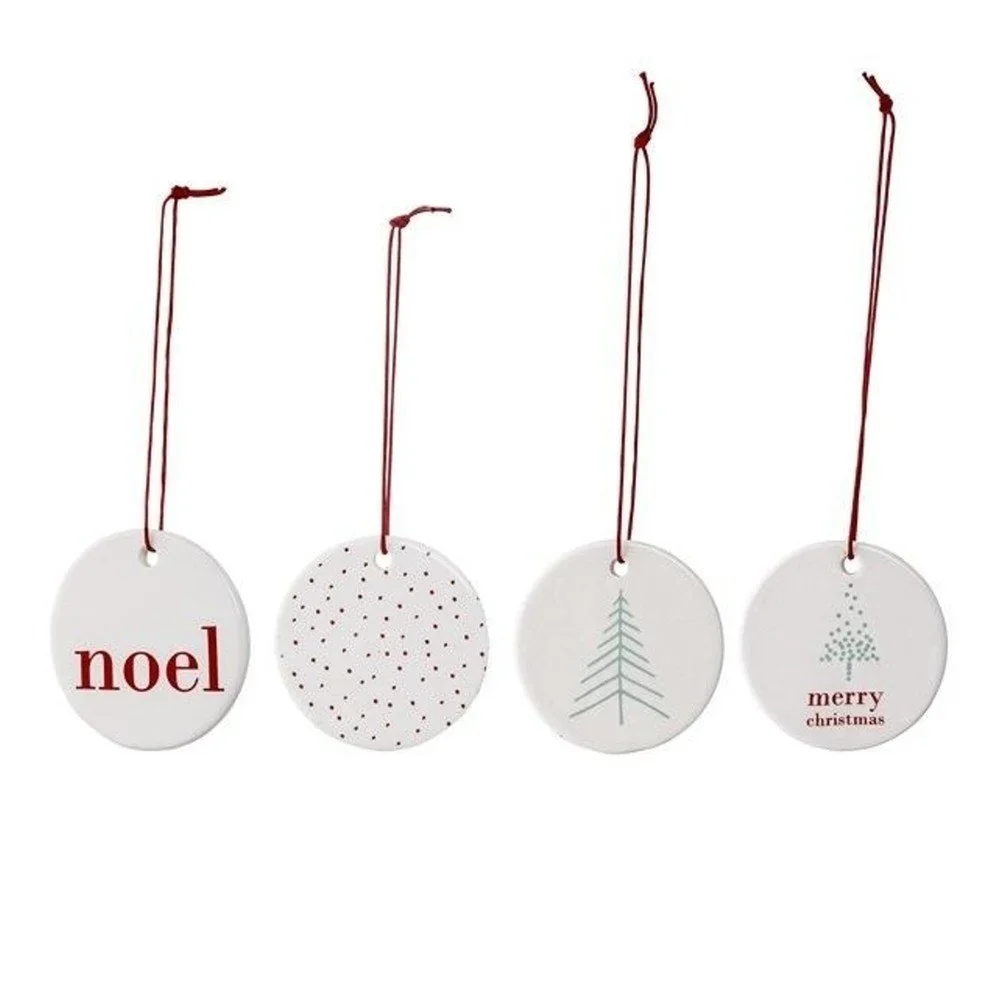 Sada 4 závěsných vánočních keramických dekorací Bloomingville Noel v:1136526