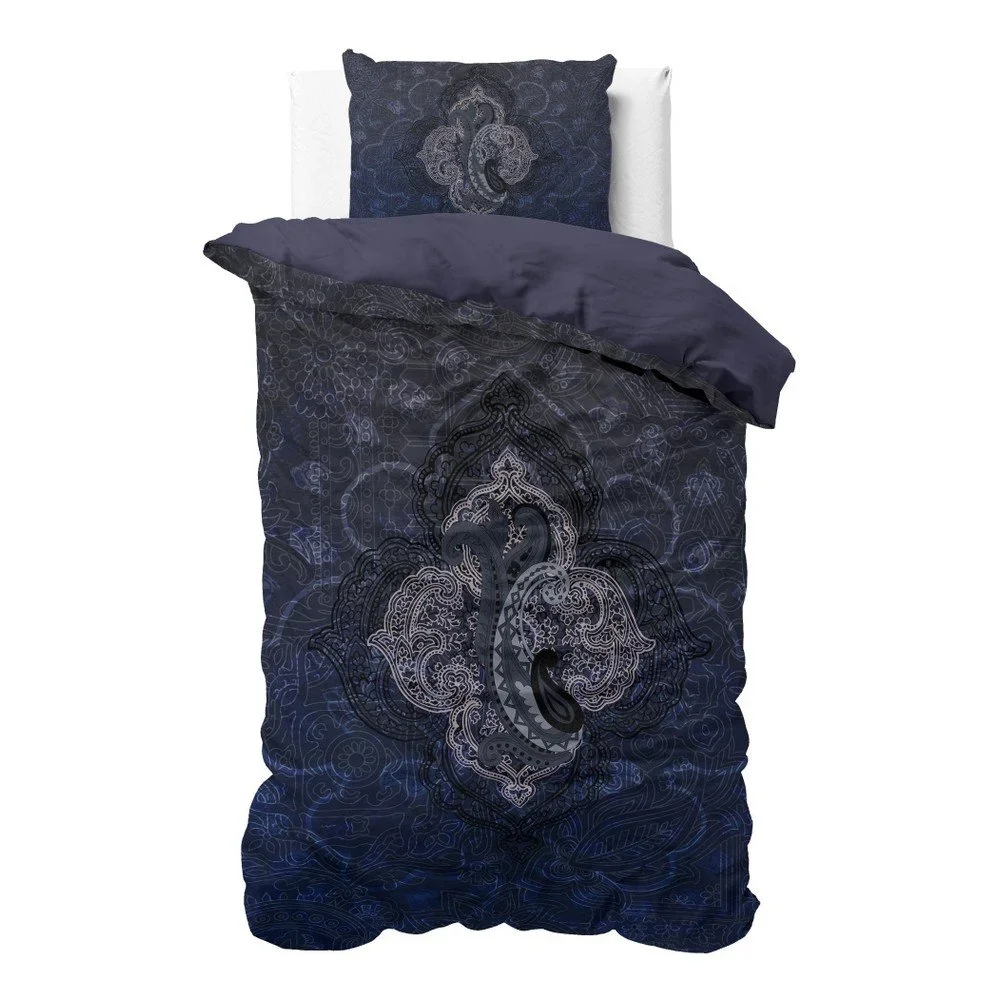 Tmavě modré povlečení z mikroperkálu na jednolůžko Sleeptime Modern Paisley, 140 x 220 cm v:938576