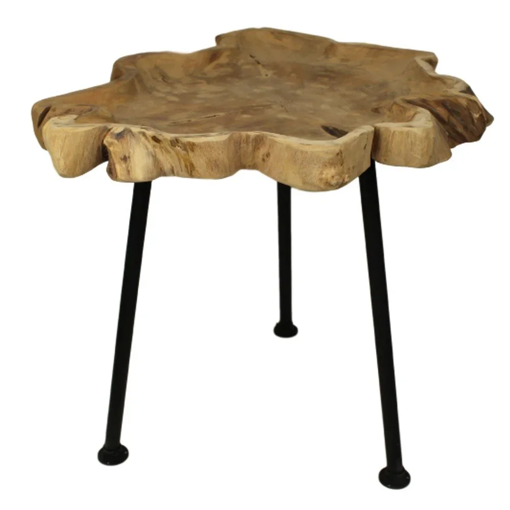 Odkládací stolek z teakového dřeva s černými nohami HSM Collection Fruitbowl, ⌀ 45 cm v:929820