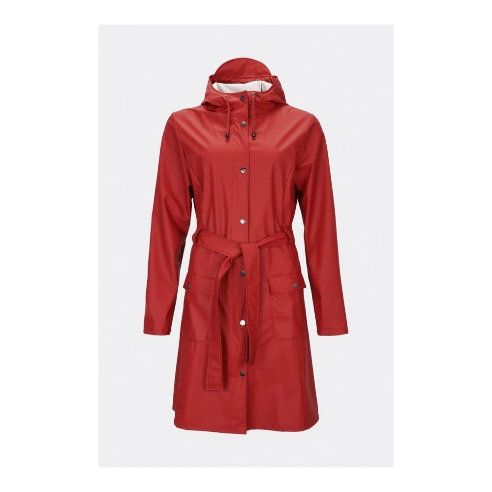 Tmavě červený dámský plášť s vysokou voděodolností Rains Curve Jacket, velikost L / XL v:1124002