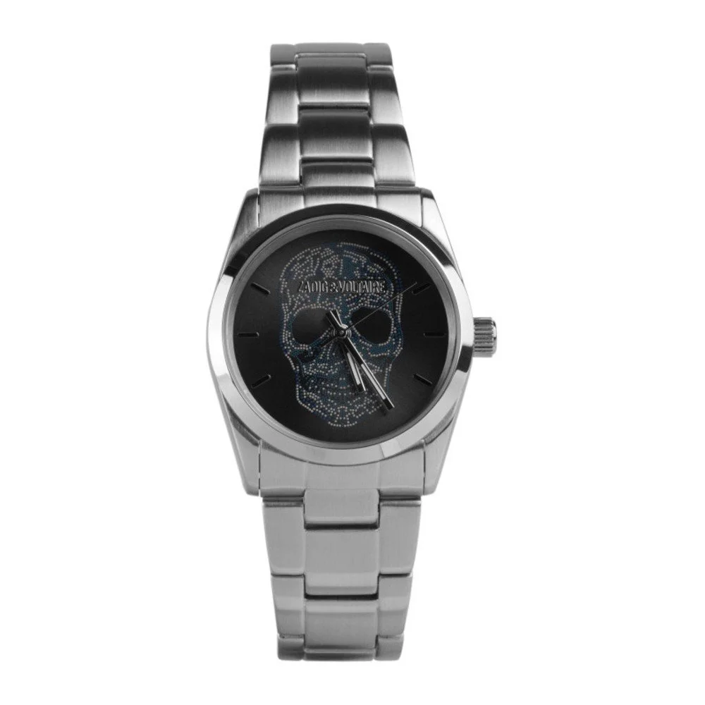 Unisex hodinky stříbrné barvy s černým ciferníkem Zadig & Voltaire Scully, 33 mm v:1033334