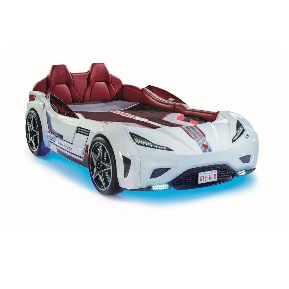 Bílá dětská postel ve tvaru auta s tyrkysovým osvětlením Fast GTS Carbed White v:1207822 Bílá dětská postel ve tvaru auta s tyrkysovým osvětlením Fast GTS Carbed White v:1207822