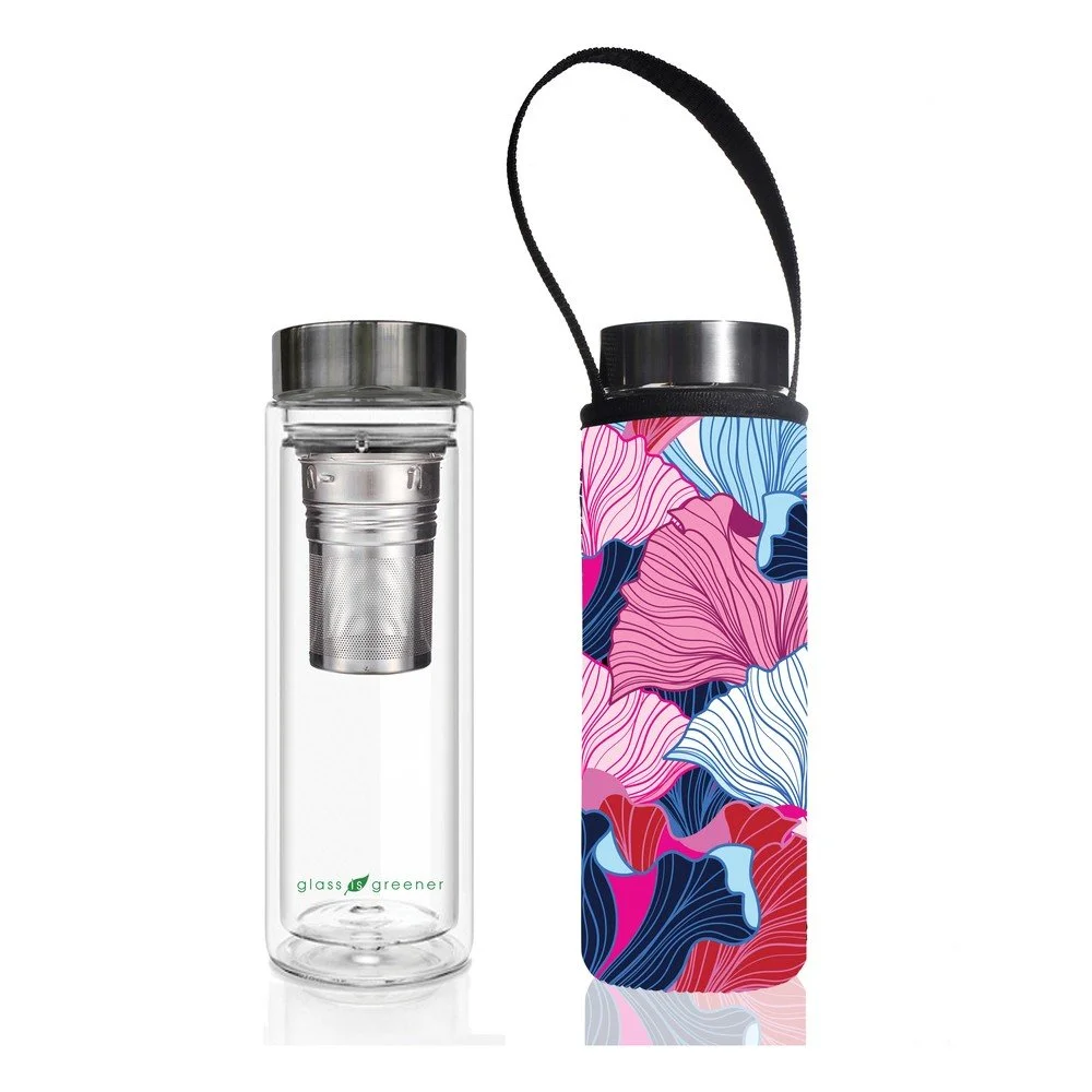 Cestovní skleněná termolahev s dvojitou stěnou v obalu BBBYO Fan, 500 ml v:1026894
