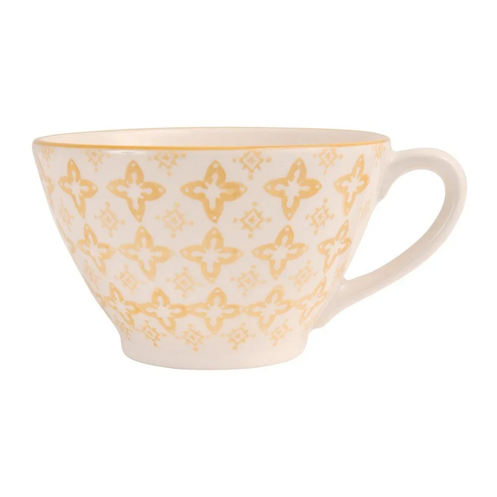 Žluto-bílý kameninový hrnek Côté Table Floral Campa, 500 ml v:1034160