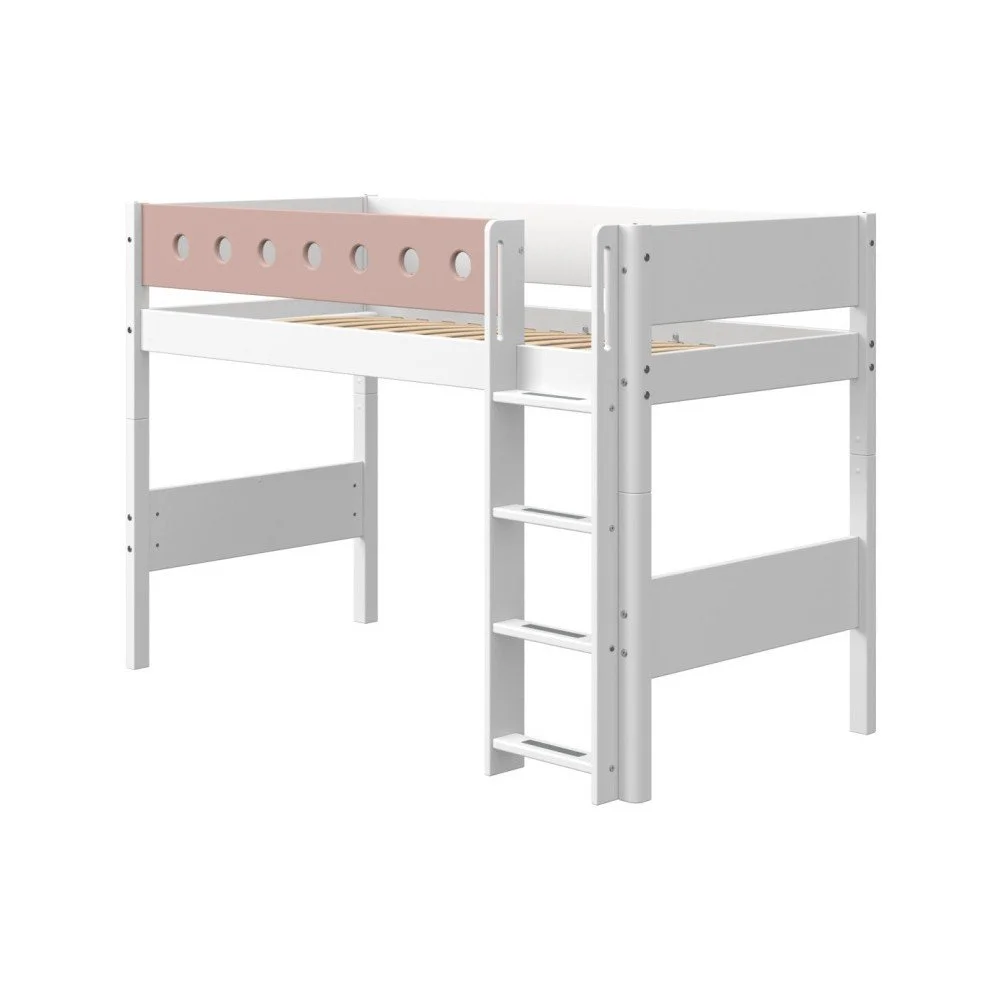 Růžovo-bílá dětská vyvýšená postel Flexa White, výška 143 cm v:1300828