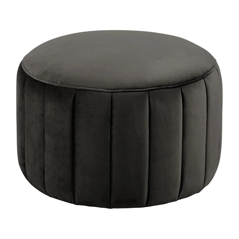 Hnědošedý sametový puf Actona Doria, ⌀ 60 cm v:1355851