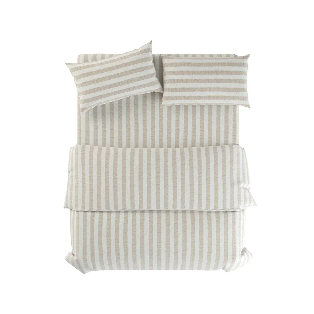 Světle šedé/krémové lněné povlečení na dvoulůžko 200x200 cm Natural Stripes – Native Natural v:1826244