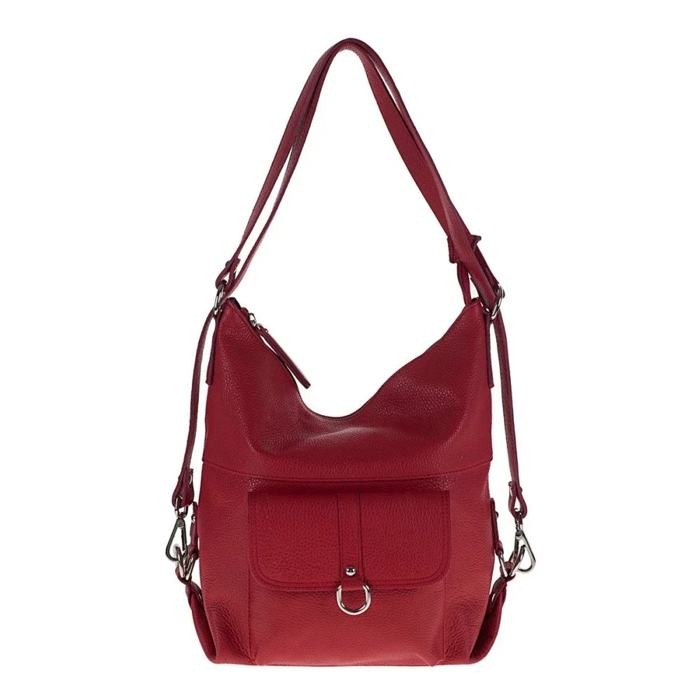 Červená kožená kabelka Pitti Bags Jean v:793376